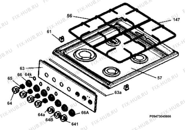 Взрыв-схема плиты (духовки) Electrolux EKK511507W - Схема узла Section 4